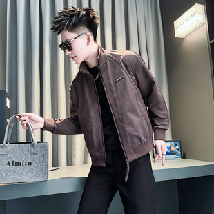 XS号小码男装简约潮牌立领外套男矮个子瘦人短款夹克S号155上衣服