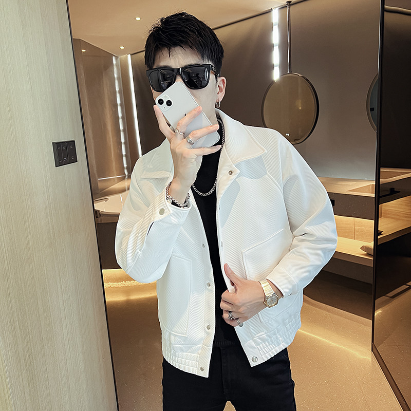 155矮个子小码男装秋季纯色翻领外套韩版修身夹克S号XS码上衣服潮