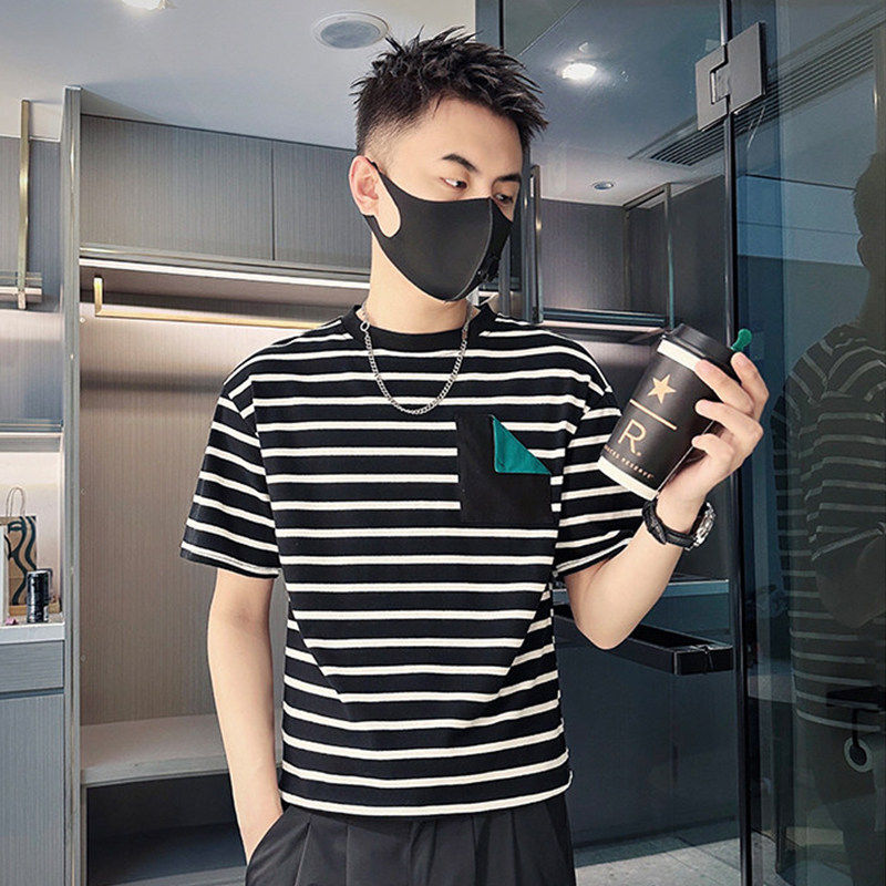 2026夏装新款短袖T恤S号XS小码小号160条纹tee矮个子社会小伙tx潮