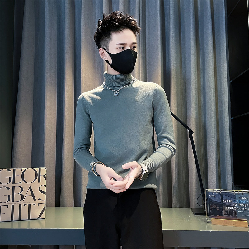 网红小码男装秋冬纯色高领毛衣男韩版修身针织打底衫矮个子XS内搭