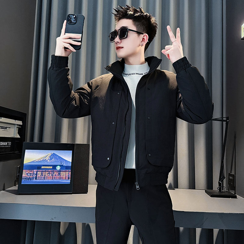 小码棉衣男冬季潮流立领加厚外套小个子修身棉服S号XS155拼接棉袄