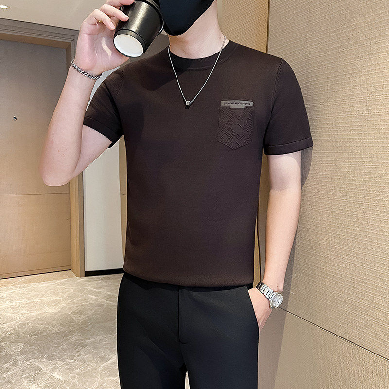 春季小码男装套头针织衫短袖男S号XS155矮个子修身毛衣潮流T恤160