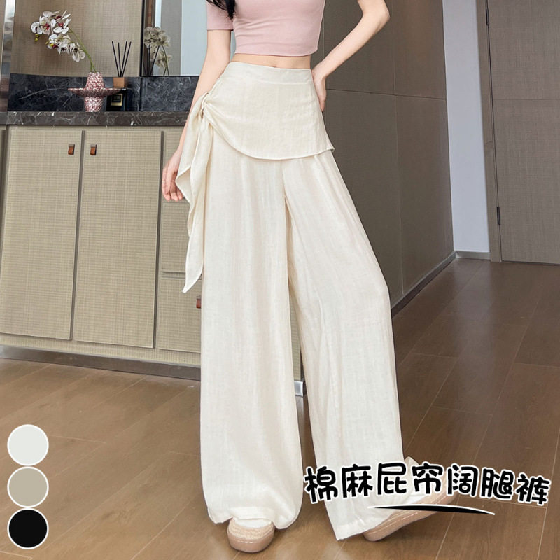 实拍肌理感纱裙拼接阔腿裤女2026夏季新款高腰垂感显瘦百搭休闲裤