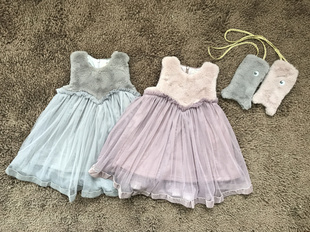 新款秋冬童装洋装女童皮草夹棉厚连衣裙公主风儿童冬装连衣裙子