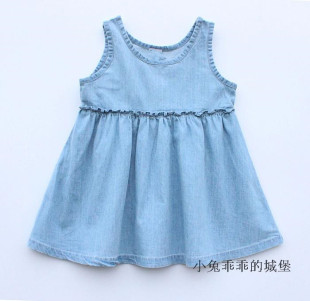 童装夏季薄款 超柔软儿童简约连衣裙子 宝宝童裙牛仔裙子 1-3岁