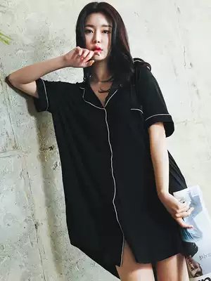 Night dress female 2021 new summer modal sexy cardigan short-sleeved thin pajamas fat MM loose large size home clothes