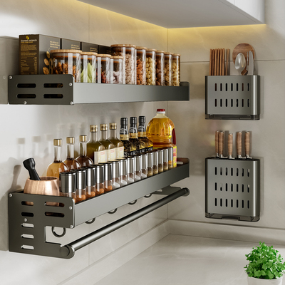 厨房置物架免打孔壁挂式刀架调料品调味品用品挂架多功能收纳层架