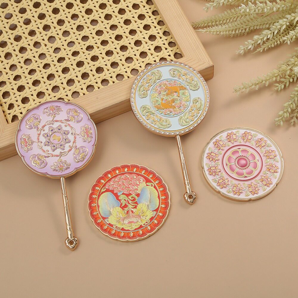 故宫人面桃花镜手持化妆镜 洛阳博物馆文创国风小镜子古风朱颜镜