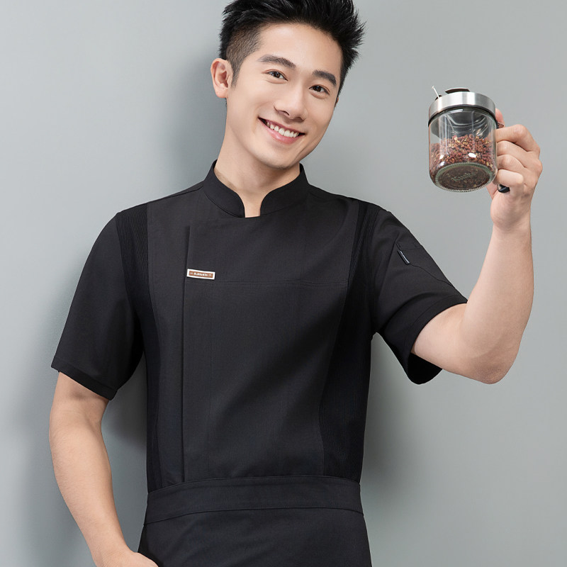 餐饮厨师工作服短袖夏季定制LOGO