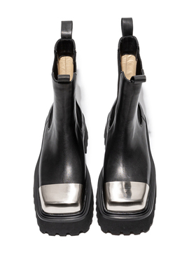 不退不换介意勿拍 厚底真皮个性百搭切尔西靴原创方金属头烟筒靴