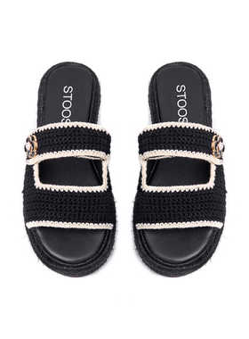 不退不换介意勿拍 STOOSHE针织鞋面羊皮小香风厚底百搭一字拖女鞋