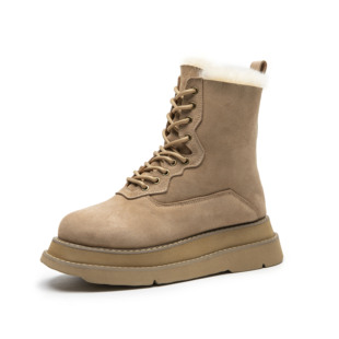 冬季 包邮 防水厚底保暖短靴真皮系带皮毛一体雪地靴女 299 清仓断码