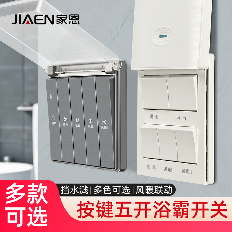 浴霸专用开关五开风暖