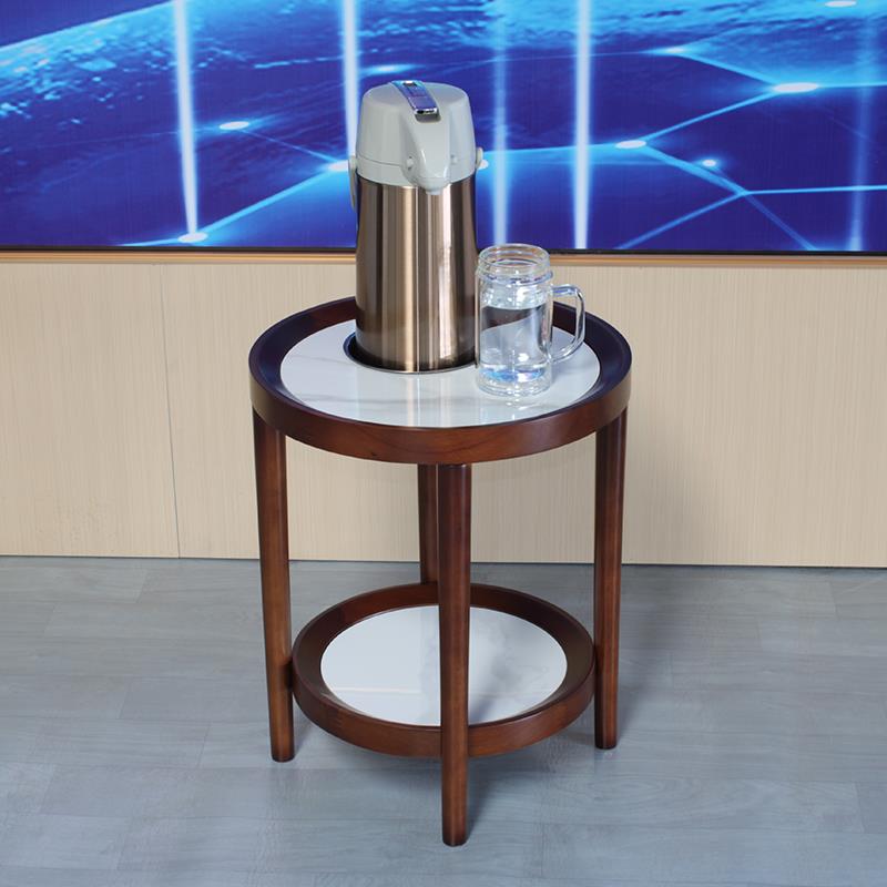 酒店茶楼棋牌室专用麻将桌机旁边实木小圆桌茶几角几烟灰缸水杯架