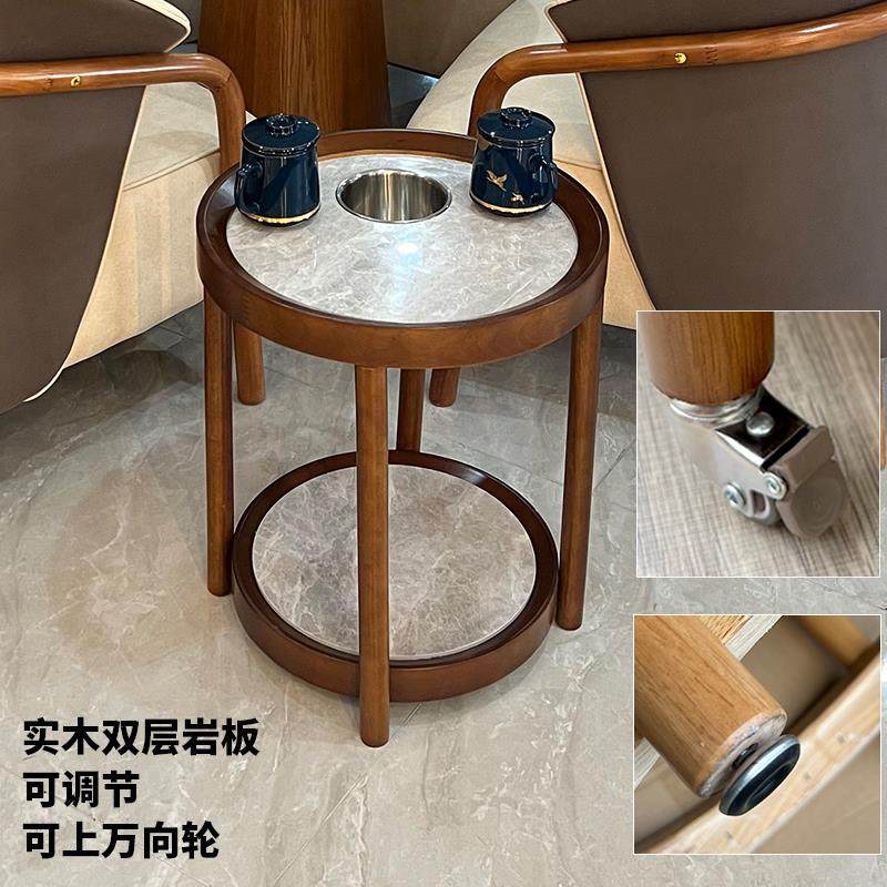 酒店茶楼棋牌室专用麻将桌机旁边实木小圆桌茶几角几烟灰缸水厂家