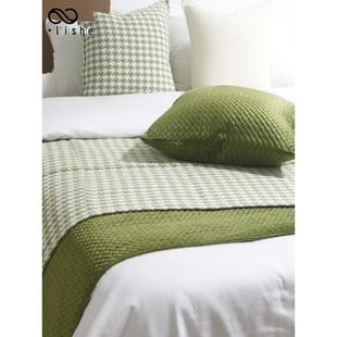 新小鲜橄榄绿床前毯子& B&B床前毛巾浅绿色猎犬纹酒店床前旗帜床