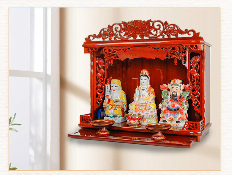 多位佛像橱柜烧香柜子放的佛龛柜墙面壁龛香台家用三位柜