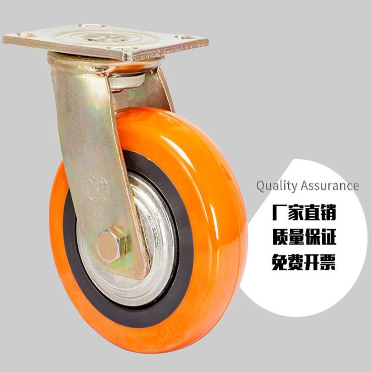 科胜重载PU聚氨脂万向脚轮手推车轮子4寸6寸刹车8寸胶轮子5寸工业
