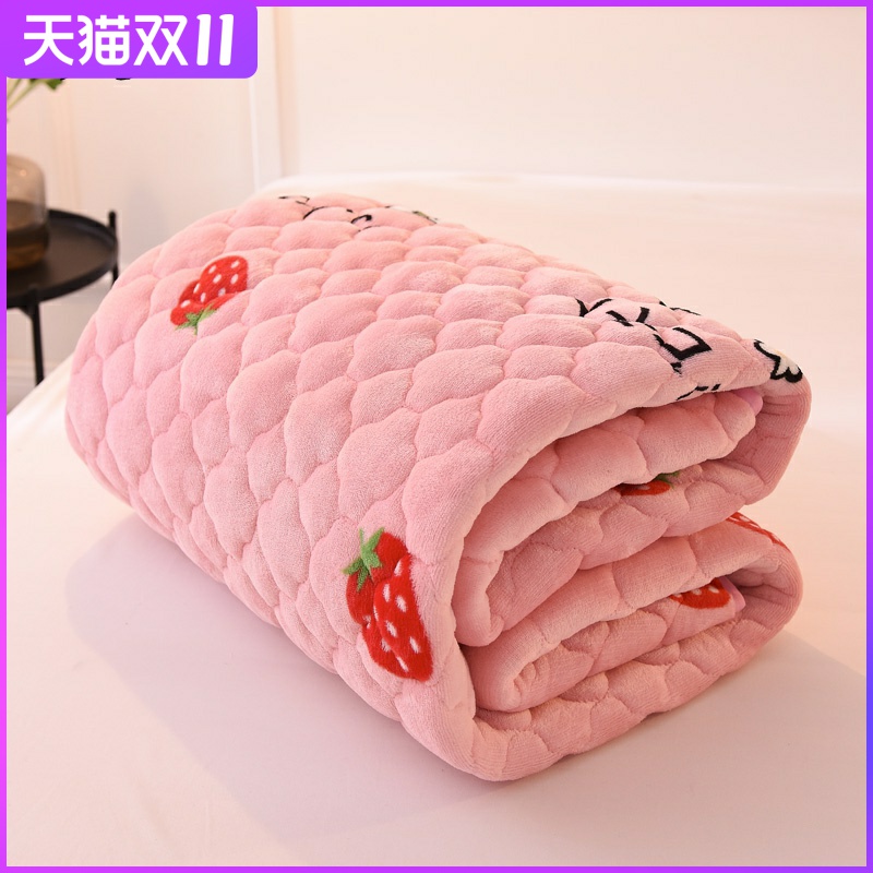 珊瑚新款铮舍学校绒法兰绒铺床毯子垫床双层加厚床上铺的毛毯防滑