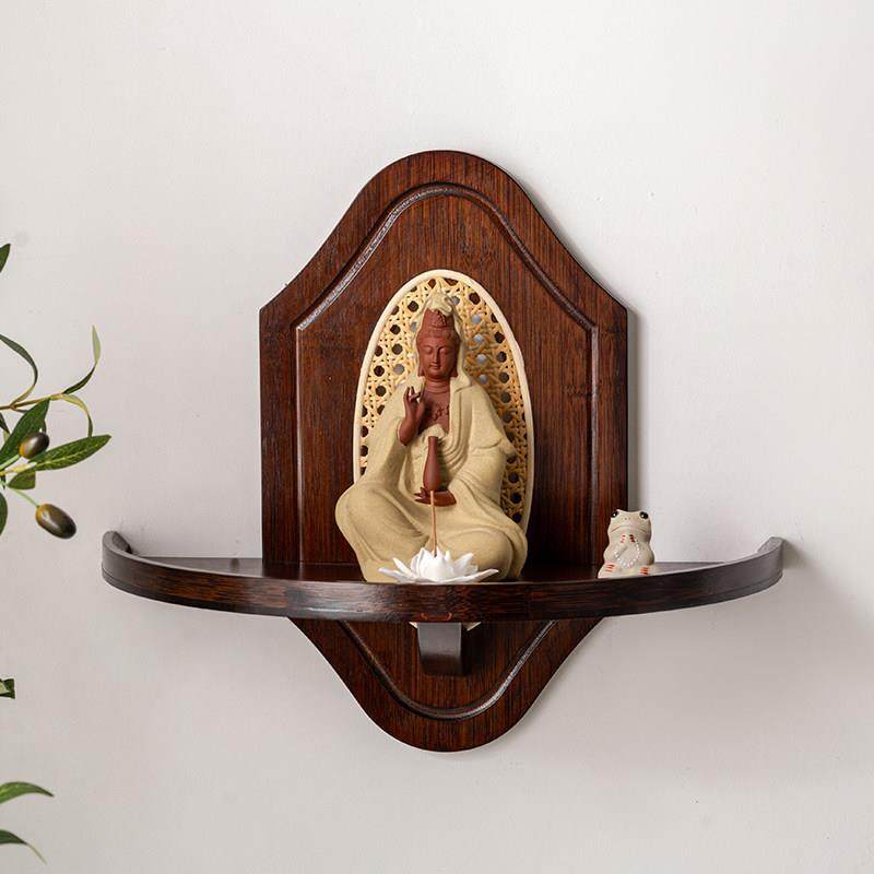 佛龛壁挂式小型神龛供奉台中式财神爷佛像供座台神台香炉置物架子,商业/办公家具,桌面展架/摆台展架,淘宝优惠券,粉丝福利购,淘宝优惠卷