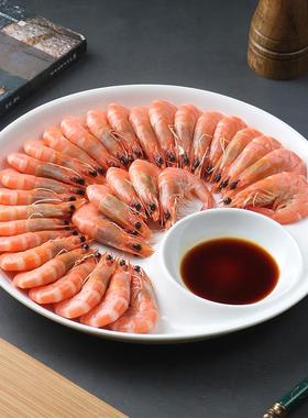创意子母盘盘子水饺盘简约精致高级感餐盘带醋碟虾盘白色盘子