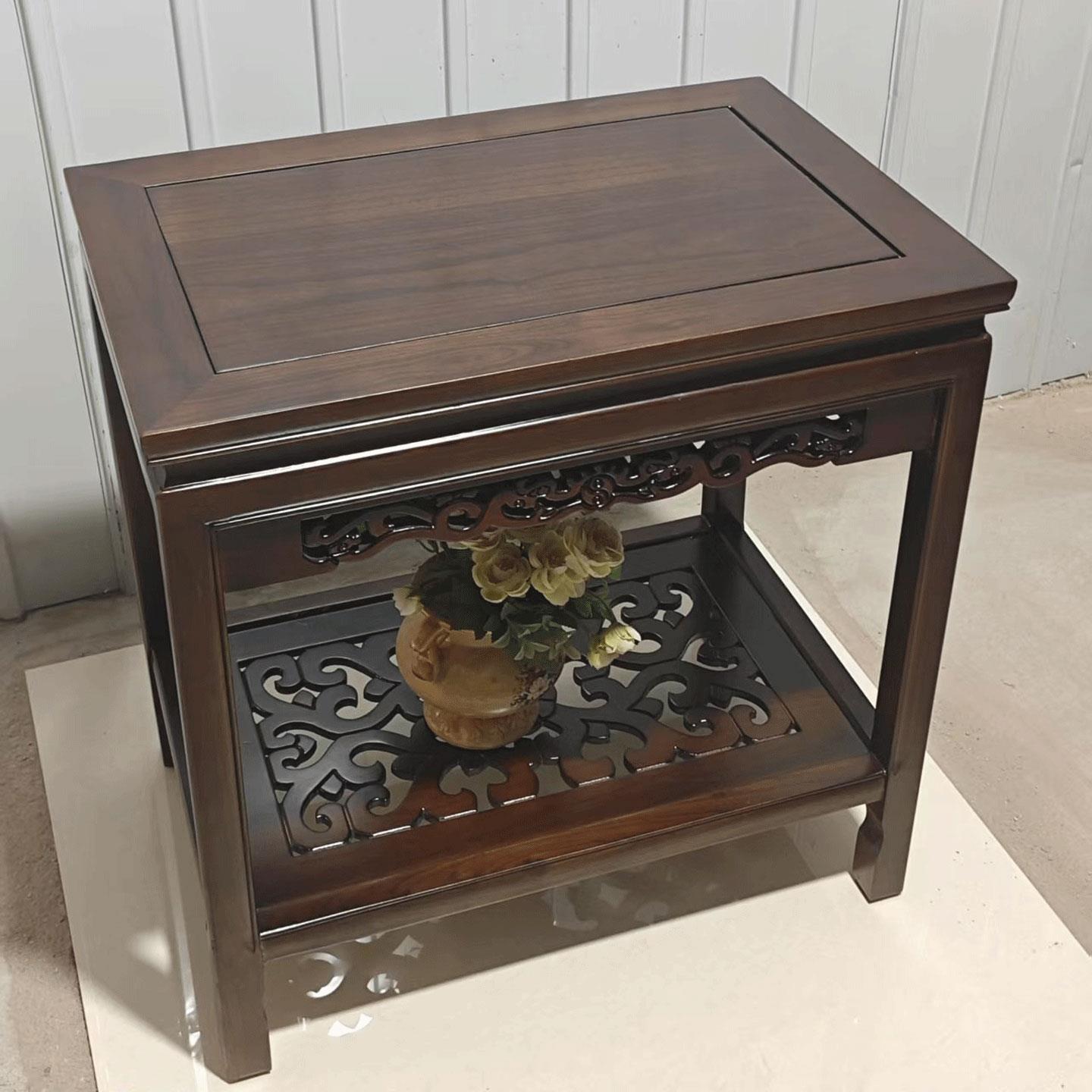 实木花架鱼缸架子底座摆台奇石桌盆景架置物架长方形沙发边几茶几