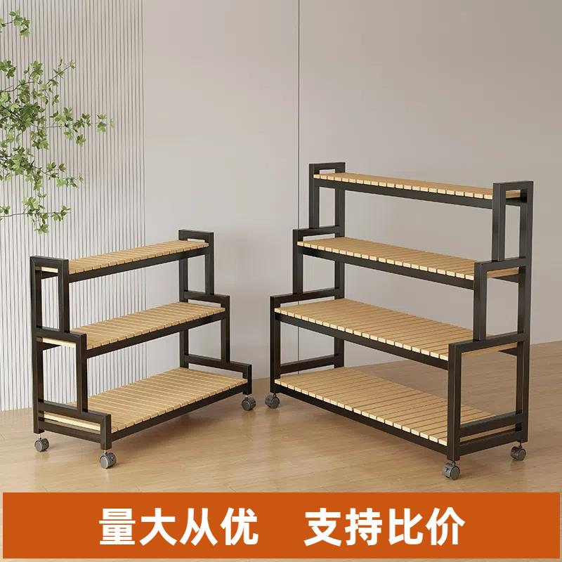 梯形阶梯式货架多层置物书架落地阳台客厅花架超市礼品移动展示架