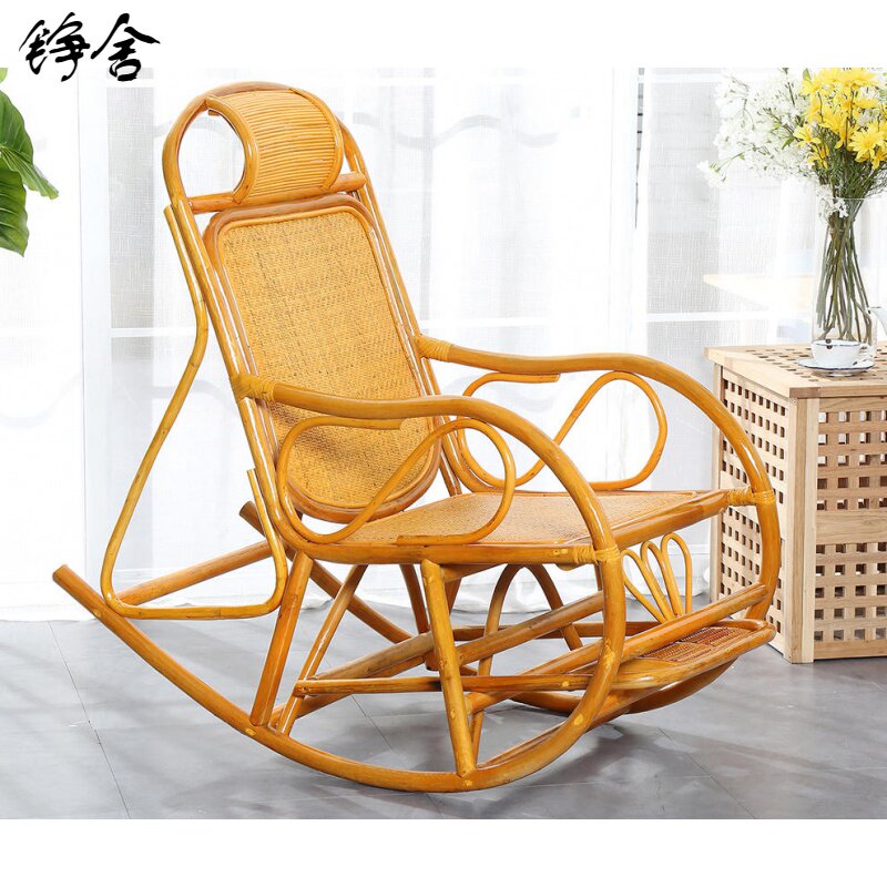 藤新款铮舍抽象成人摇摇椅午休休闲椅阳台藤椅老人逍遥椅懒人躺椅