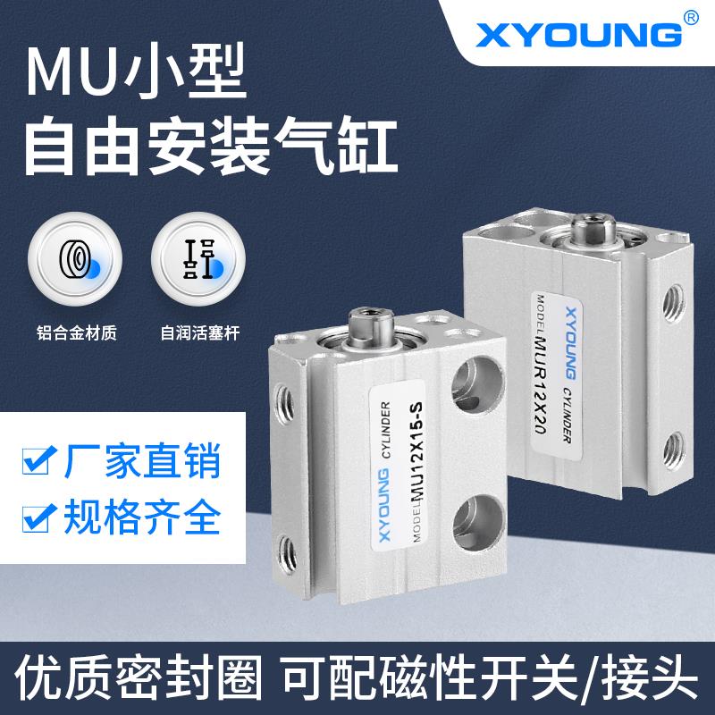 XYOUNG气动小型自由安装型气缸MU16X10-B单动小型安装气缸MSU16X5