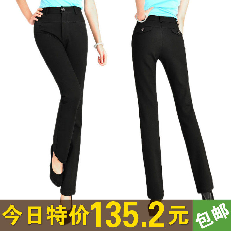 2018新款春秋女裤韩版潮大码显瘦女式裤子小脚长裤高腰黑色休闲裤