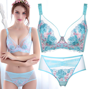 大胸显小超薄文胸大码胖MM200斤聚拢夏季性感内衣套装防下垂胸罩