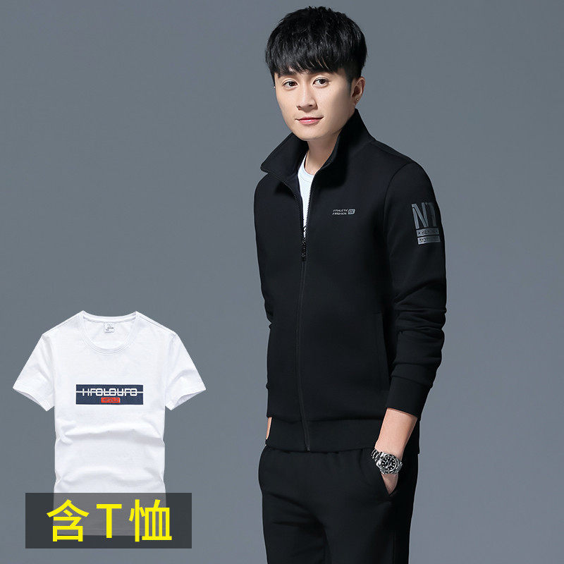 男士休闲运动套装男春秋装新款加绒加厚秋冬季卫衣跑步运动服秋装