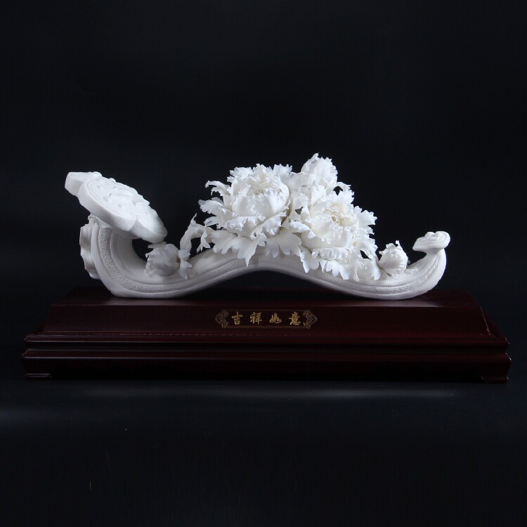 德化白瓷创意植物花卉中式客厅摆件陶瓷开业送礼 吉祥如意 刘铭志