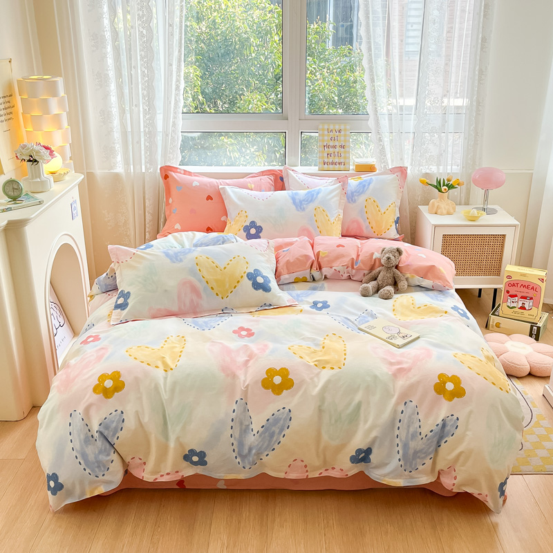 嘉韵全棉纯棉印花四件套小清新四件套被套床单简约1.8米网红ins风