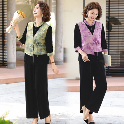 秋季新款印花拼接上衣裤子两件套