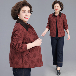 妈妈春天洋气外套气质中老年女装春秋装韩版翻领宽松夹克上衣