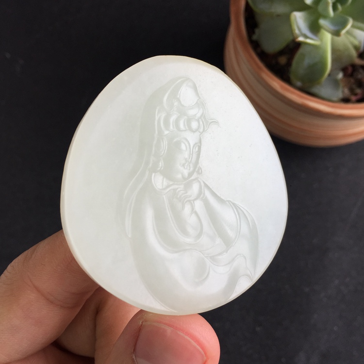 观音男款挂件天然玉石吊坠