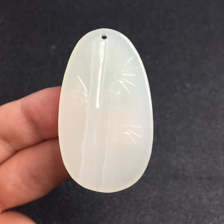 天然和田玉山料白玉青海料竹节吊坠正品玉石