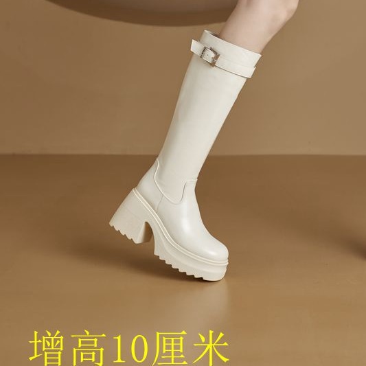 粗跟长筒增高靴子女10厘米新款