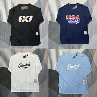 美式 投篮服USA美国队训练宽松圆领3X3排汗T恤速干衣 运动篮球长袖
