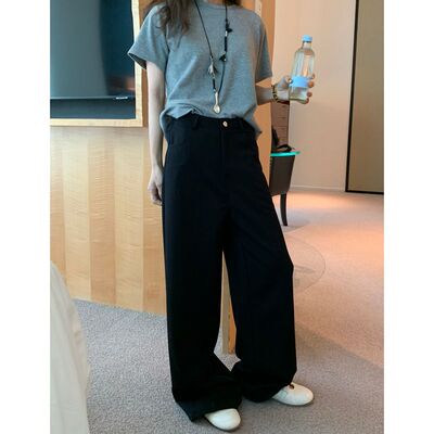 春季百搭显瘦休闲阔腿直筒裤女