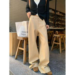 高腰窄版 秋冬新款 直筒裤 女百搭显瘦卡其色西装 留下 阔腿裤 1992