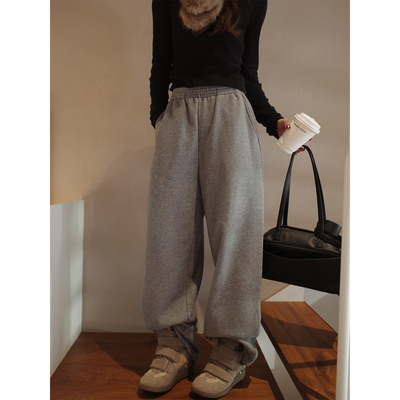 秋冬加绒加厚简约直筒裤女