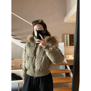 毛领连帽90白鸭绒大毛领收腰显瘦加厚短款 冬季 羽绒服女 1992 留下