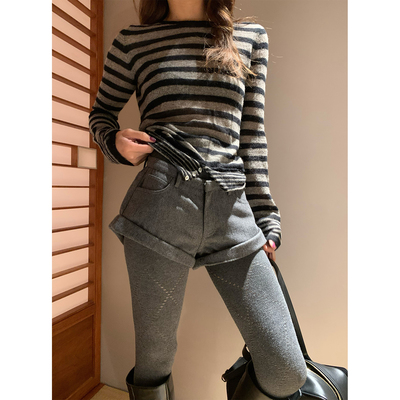 秋冬新品设计感羊毛卷边短裤女
