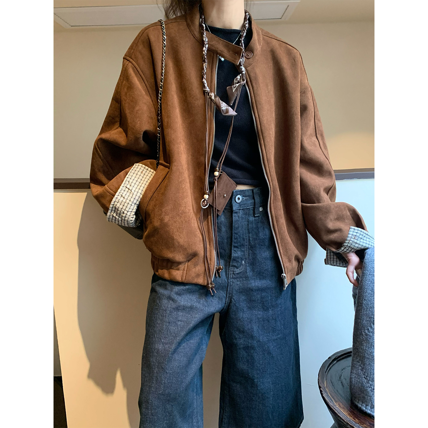 秋冬韩版麂皮绒外套女