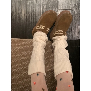 针织菱格保暖Y2K腿套 麻花显腿直袜套堆堆袜女秋冬款 留下 1992