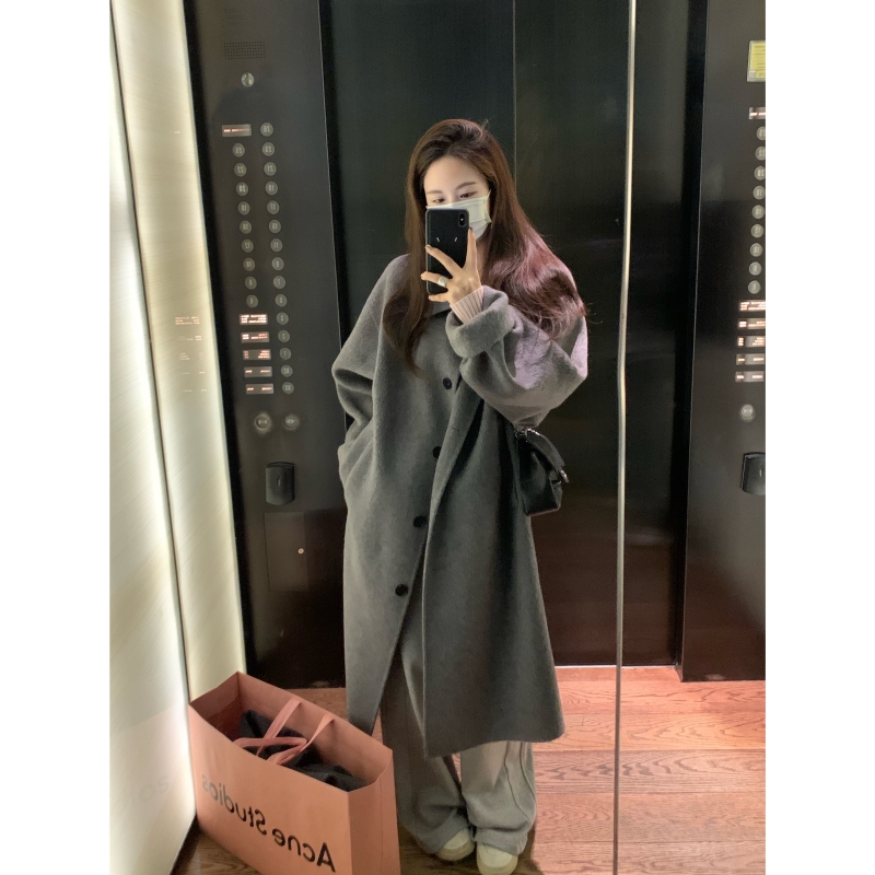 羊毛羊绒中长款百搭毛呢大衣