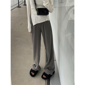加厚百搭针织懒懒裤 高腰显瘦拖地裤 女宽松垂感直筒裤 秋冬季 女长裤