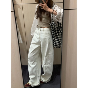 1992 很软很慵懒休闲直筒裤 上身博主感 女 弯刀香蕉牛仔裤 留下